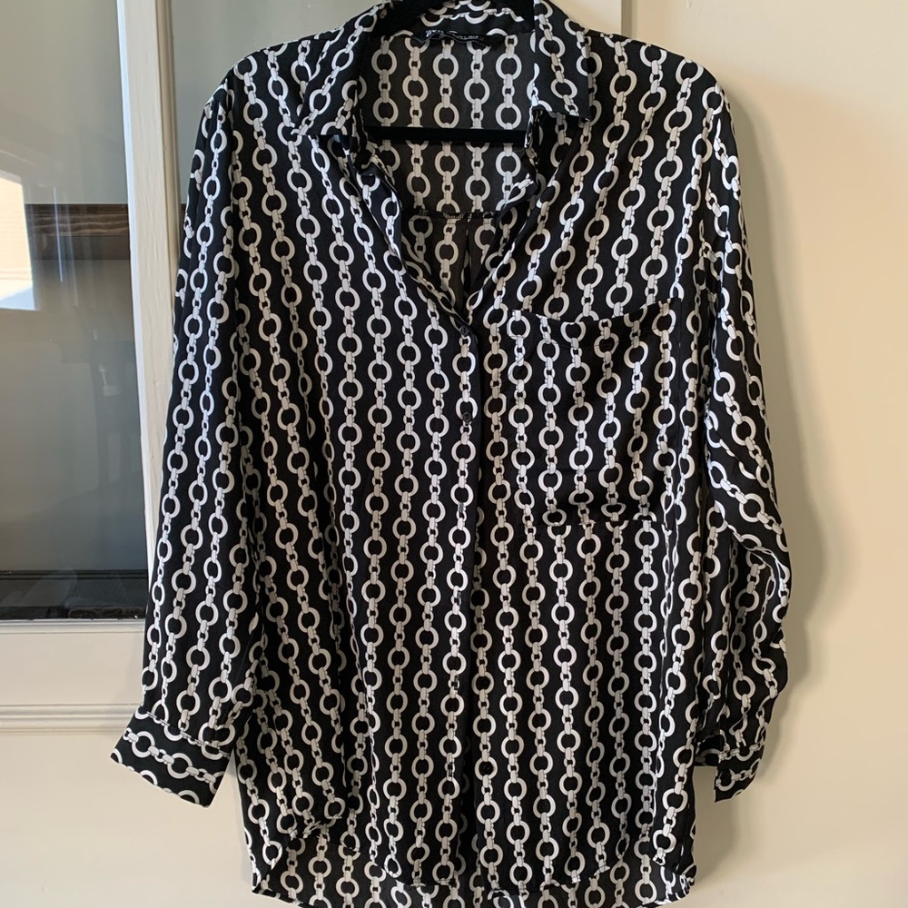 ZARA SILK CHAIN LINK PRINT BUTTON DOWN